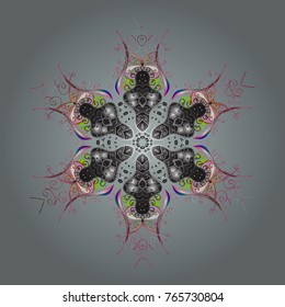 Gray, neutral and pink colors. Holiday design for Christmas and New Year fashion prints. Christmas pattern with snowflakes abstract background. Vector illustration.
