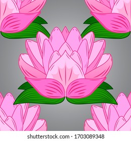 Graues, neutrales und rosafarbenes handgezeichnet Muster. Doodle blüht nahtloses Muster. Kunstinspirierte, neutrale und rosafarbene Blumen und Laubhintergrund. Muster der Vektorillustration.