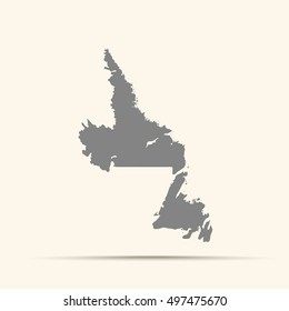 Gray Newfoundland and Labrador Map Illustration