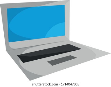 
Portátil gris con pantalla azul