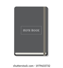 Gray Notebook, Diary, Planner with  Elastic Band, Isolated On White Background.