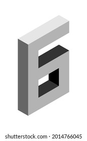 Gray number 6 in isometric style. Isolated on black background. Learning numbers, serial number, price, place. Vector illustration