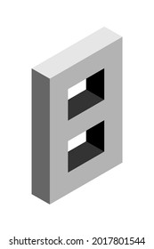 Gray number 8 in isometric style. Isolated on black background. Learning numbers, serial number, price, place. Vector illustration