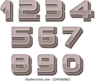 Gray number style on white background illustration