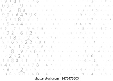 Gray numbers from 0 to 9 different shades and degrees of transparency randomly, randomly drawn on a white background. Vector illustration
