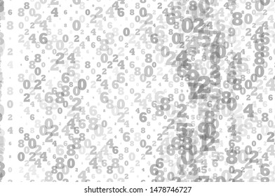 Gray numbers from 0 to 9 different shades and degrees of transparency randomly, randomly drawn on a white background. Vector illustration