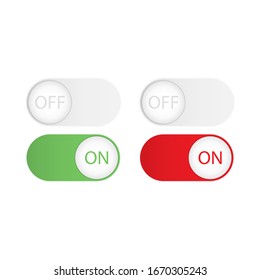 Gray Off green and red On radio switch button with shadows on a white background. Elements templates for website design.