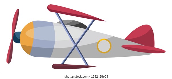 Dibujo del vector del avión de dibujos animados gris sobre fondo blanco.
