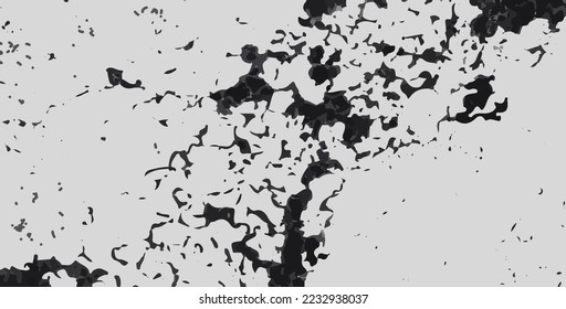 Textura de material de pared craqueada gris. Sobrecoste blanco angustiado. Patrón envejecido del vector gráfico negro. El fondo de piedra se cierra. Forma de pintura áspera de cemento. Ilustración vectorial terrestre. Pared de época