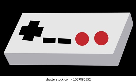Gray old retro antique vintage hipster joystick manipulator console from the 80's, 90's for a game console for video games on a black background. Vector illustration