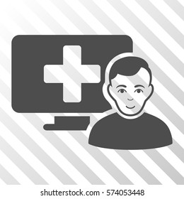 Gray Online Medicine interface toolbar pictogram. Vector pictogram style is a flat symbol on diagonally hatched transparent background.