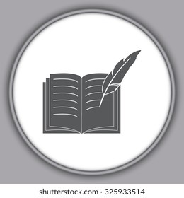 Gray Open book - vector icon