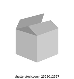 Caixa aberta cinza. Ilustração vetorial simples plana.