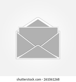 gray open envelope and paper on gray background