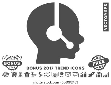 Gray Operator pictogram with bonus 2017 trend pictograph collection. Vector illustration style is flat iconic symbols, white background.