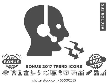 Gray Operator Shout pictograph with bonus 2017 year trend icon set. Vector illustration style is flat iconic symbols, white background.