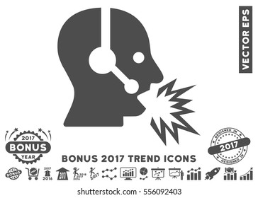 Gray Operator Shout pictograph with bonus 2017 year trend icon set. Vector illustration style is flat iconic symbols, white background.