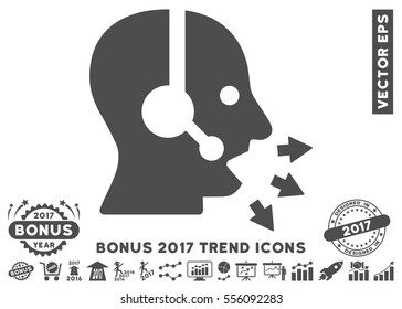Gray Operator Speak icon with bonus 2017 trend design elements. Vector illustration style is flat iconic symbols, white background.