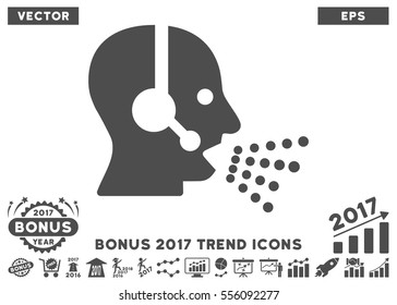 Gray Operator Speech pictogram with bonus 2017 trend elements. Vector illustration style is flat iconic symbols, white background.
