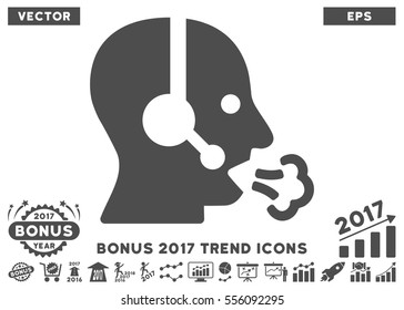 Gray Operator Speech pictogram with bonus 2017 trend design elements. Vector illustration style is flat iconic symbols, white background.