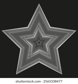 Gray optical star. Abstract geometric pattern. Dark black background. High contrast vector.