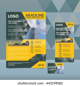 Gray and orange annual report with the pattern of triangles brochure flyer and business card design template. Infographics.