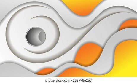 Gray orange art background with 3D effect. Abstract composition of overlapping wavy shapes. Template for your projects. Vector.