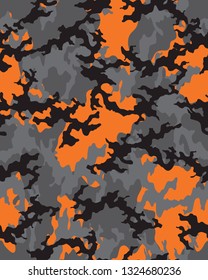 Gray and orange camouflage pattern.Abstract army wallpaper.Military design.Vector illustration.