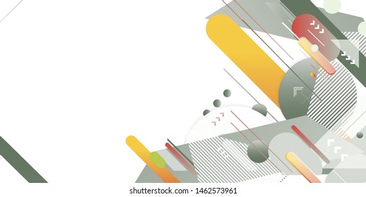 Gray orange lines and points white background. Banner summer pastel shades of emerald color poster triangle vector futuristic light minimal geometric