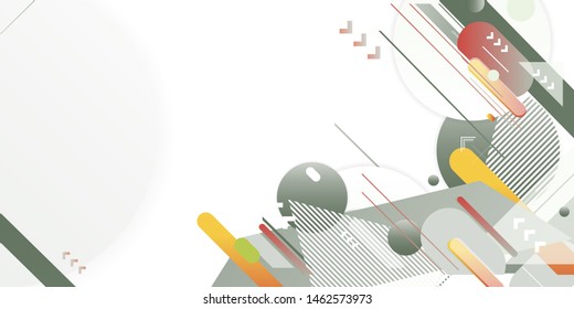 Gray orange lines and points white background. Banner summer pastel shades of emerald color poster triangle vector futuristic light minimal geometric