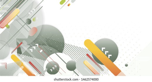 Gray orange lines and points white background. Banner summer pastel shades of emerald color poster triangle vector futuristic light minimal geometric