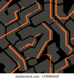 Gray and orange modern camo for car or textiles