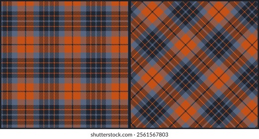 Gray orange tone plaid seamless pattern vector. Background graphic tartan fashion design use for print, texture, cloth, fabric, flannel.