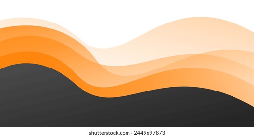 Gray and orange wave modern background with white space for text and message. template design	
