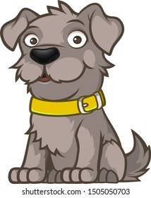 Gray outbred dog in a sitting pose