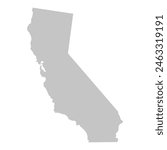 A gray outline of the state of California