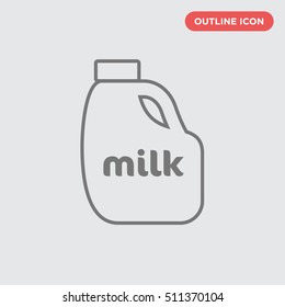 Gray outline thin line Milk pack bottle vector icon on white background
