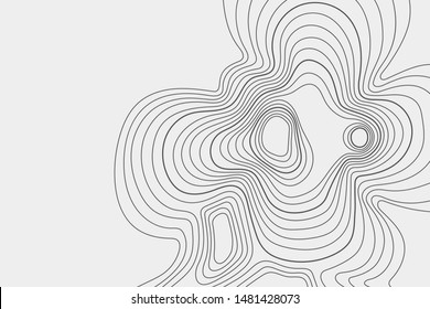 Gray outlines of vector topography. Vector illustration Map on the ground. Graphic line heights.