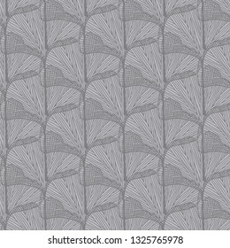 Gray overlap ginkgo vector pattern