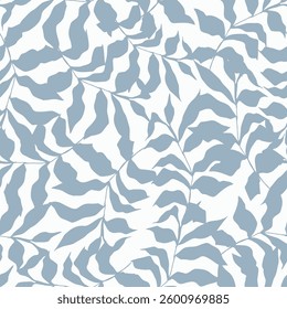 Gray Palm Leaves Decorative seamless pattern. Repeating background. Tileable wallpaper print.