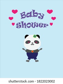 Gray panda greeting card illustration design