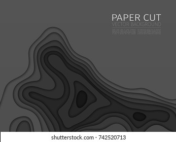 Gray paper cut. 3D abstract paper background. Vector illustration of paper for design.
