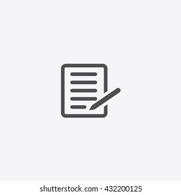 Gray paper notebook note icon vector silhouette, Document With Pencil on isolated background