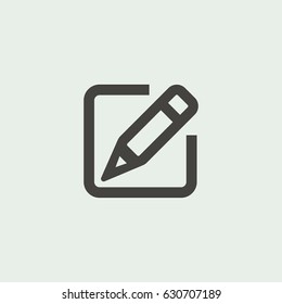 Gray paper notebook note icon with pen vector silhouette, Document on isolated gray background
