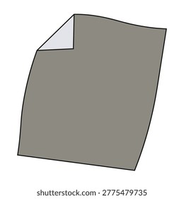 A gray paper sheet with a folded corner on a white background, simple texture