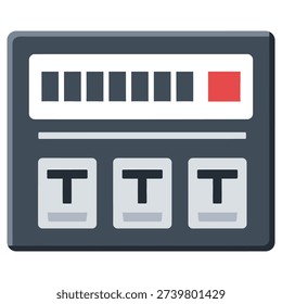 Gray parking meter icon with red indicator light on top right side icon