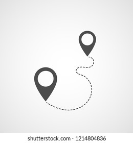 Gray path icon in flat style. Vector illustration. Route, way or track symbol