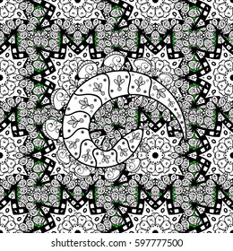 Gray pattern with gray elements. Vector illustration. Ornate vector decoration. Seamless damask pattern background for wallpaper design in the style of Baroque.