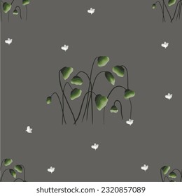  Gray pattern with green watercolor flower for backgrounds, wallpapers, posters, business cards, clothes, bags, fabrics