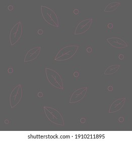Gray Pattern With Pink Leafs And Circles Beauty Natural Ecology Fashion Vector Design